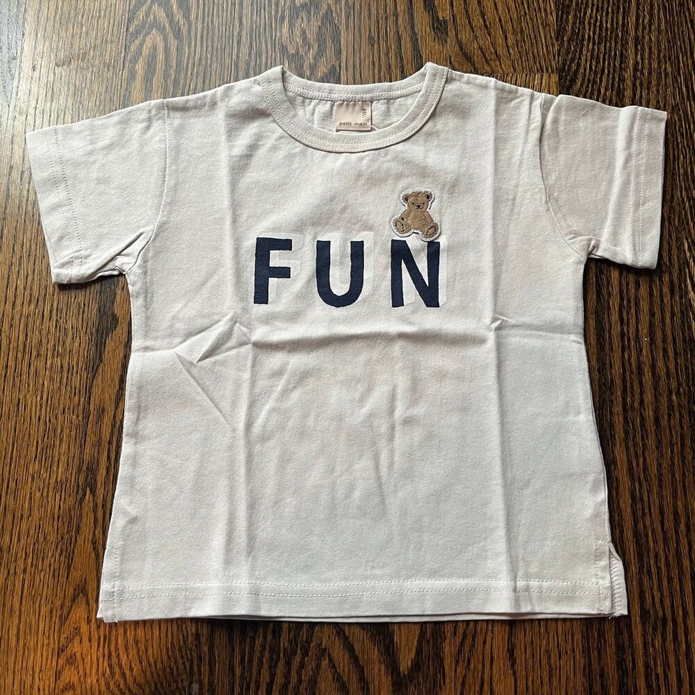 NWT - Petit Main Fun Bear Embroidery T-shirt (100cm 3Y)